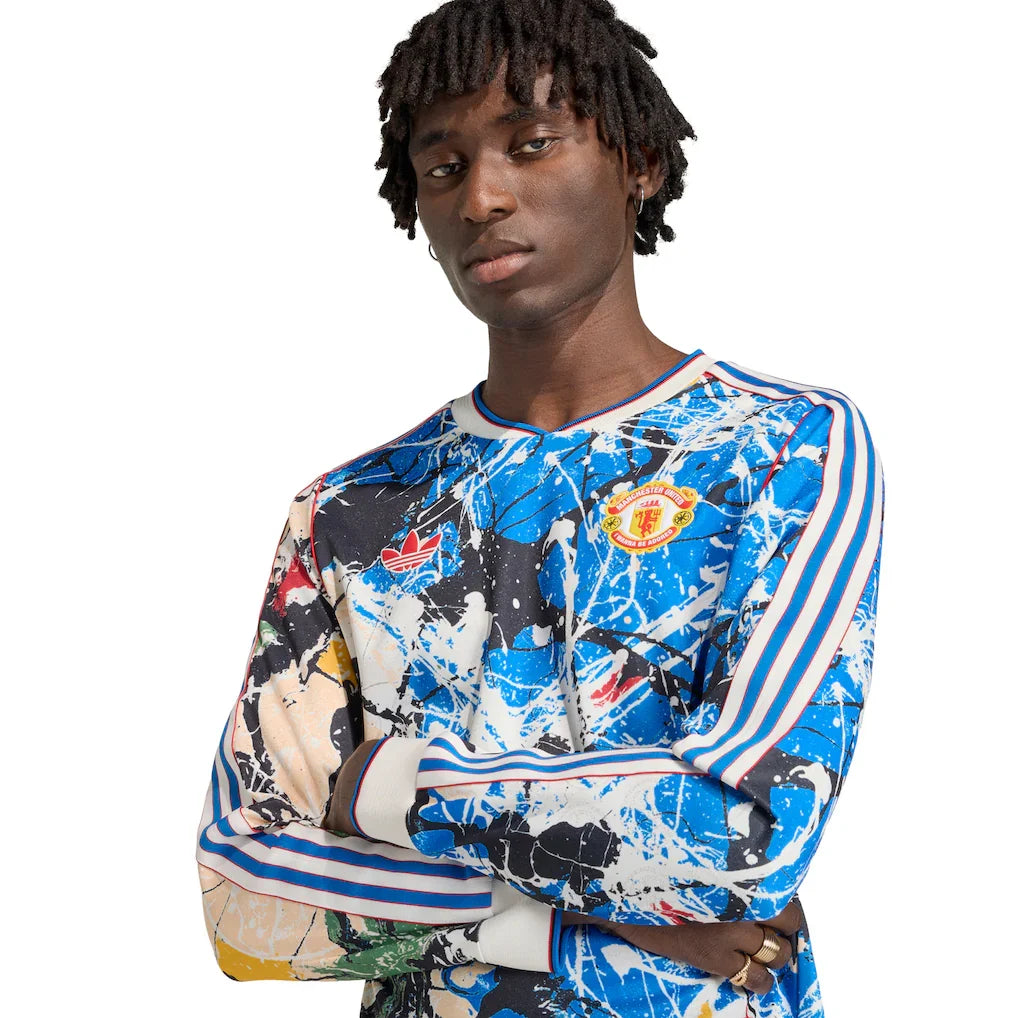 Manchester United X Stone Roses adidas Long Sleeve Replica Jersey - Blue