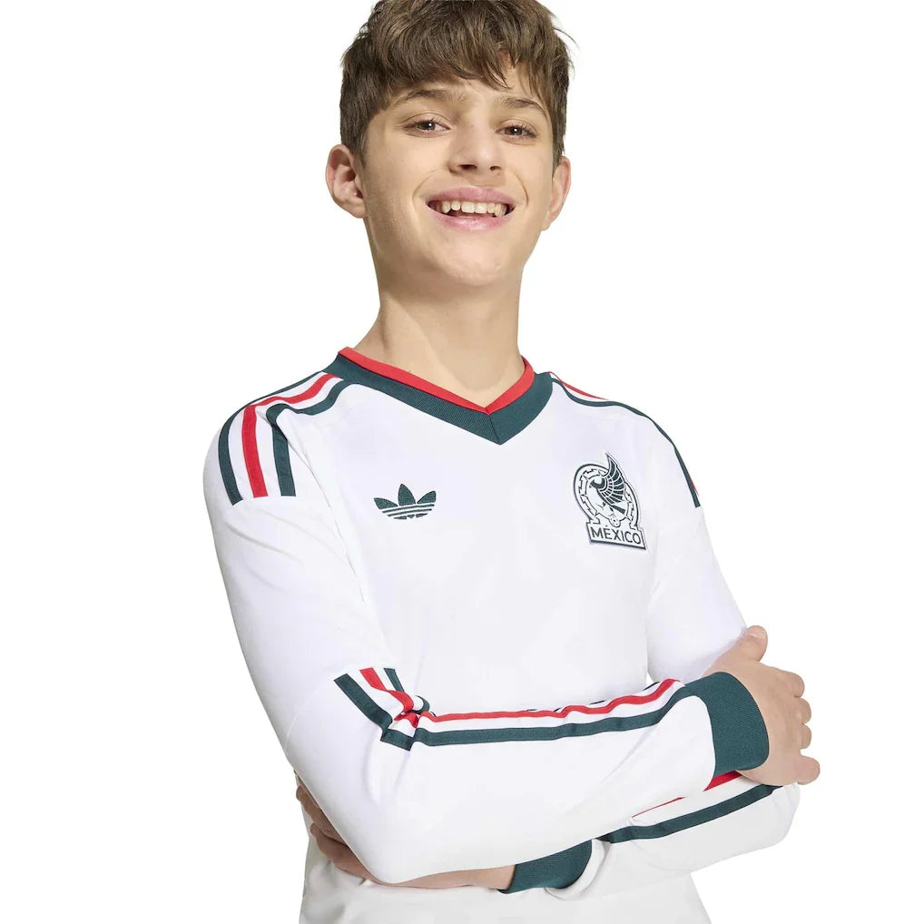 Mexico National Team adidas Youth 2026 Away Replica Long Sleeve Jersey - White