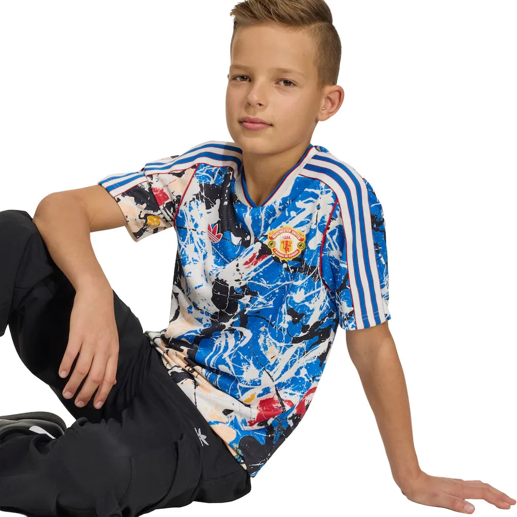 Manchester United X Stone Roses adidas Youth Replica Jersey - Blue
