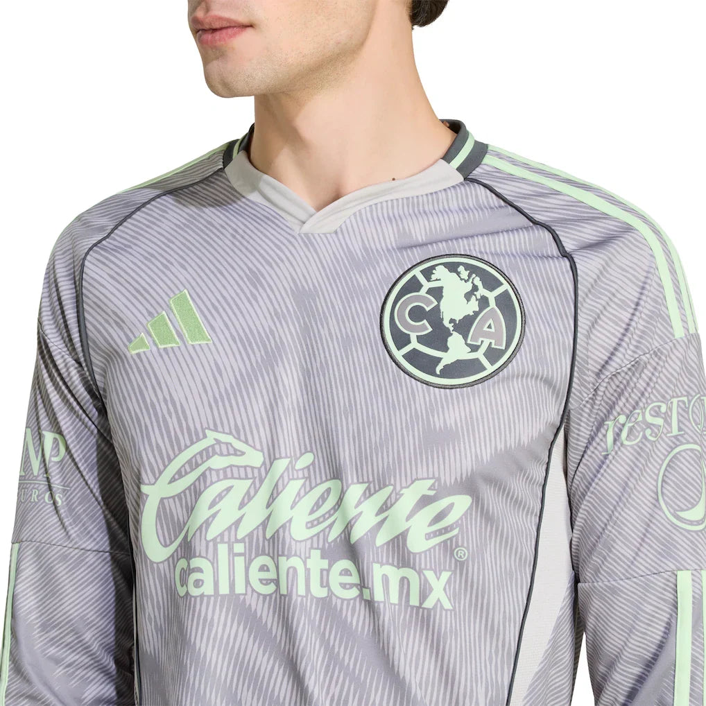 Club America adidas 2025/26 Third Replica Long Sleeve Jersey - Gray