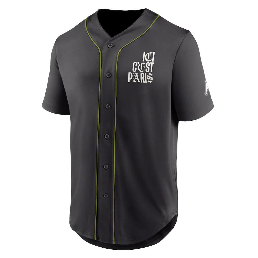 Paris Saint-Germain Fanatics Oversized Baseball Jersey - Charcoal