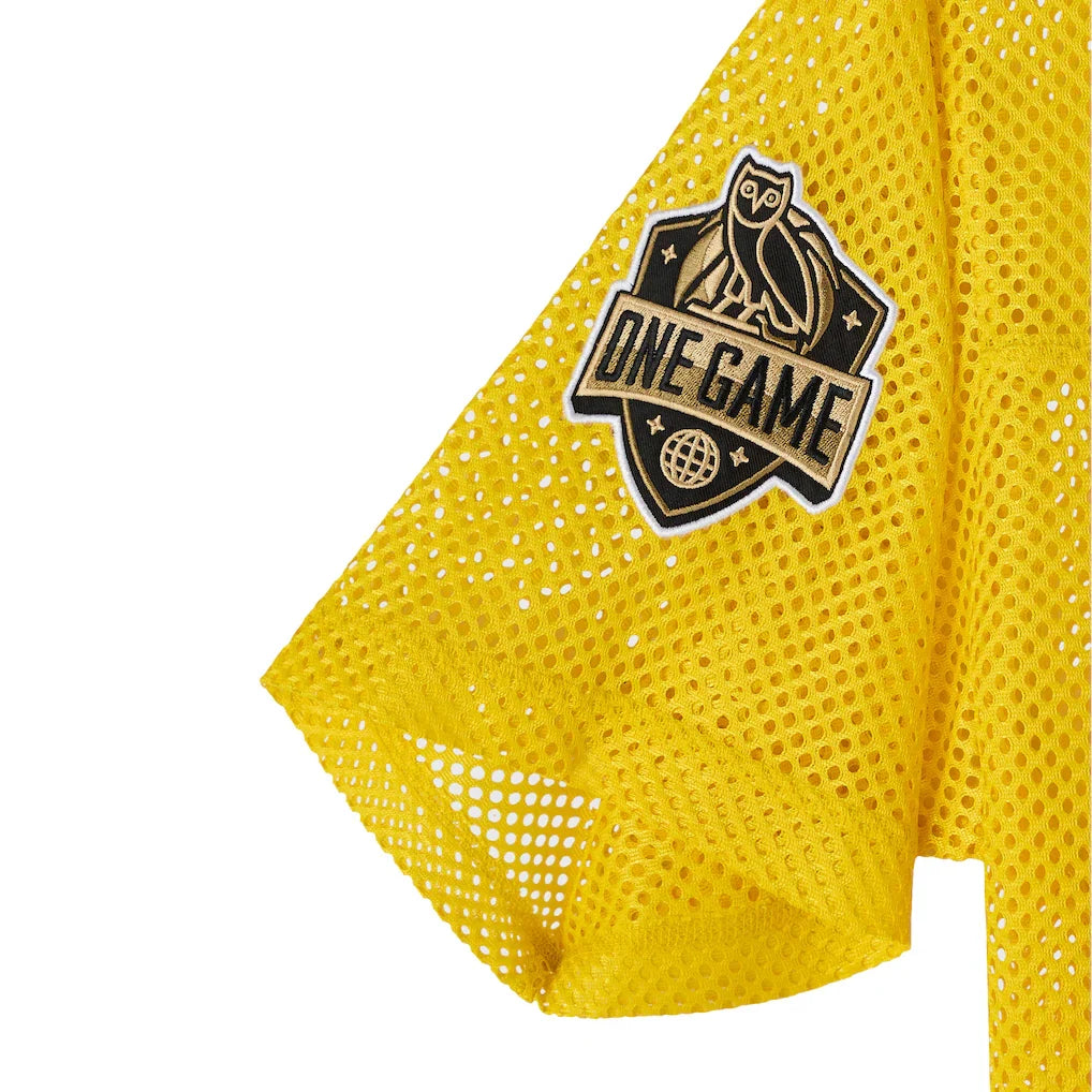 Golden State Warriors OVO x NBA Mesh Football Fashion Jersey - Gold