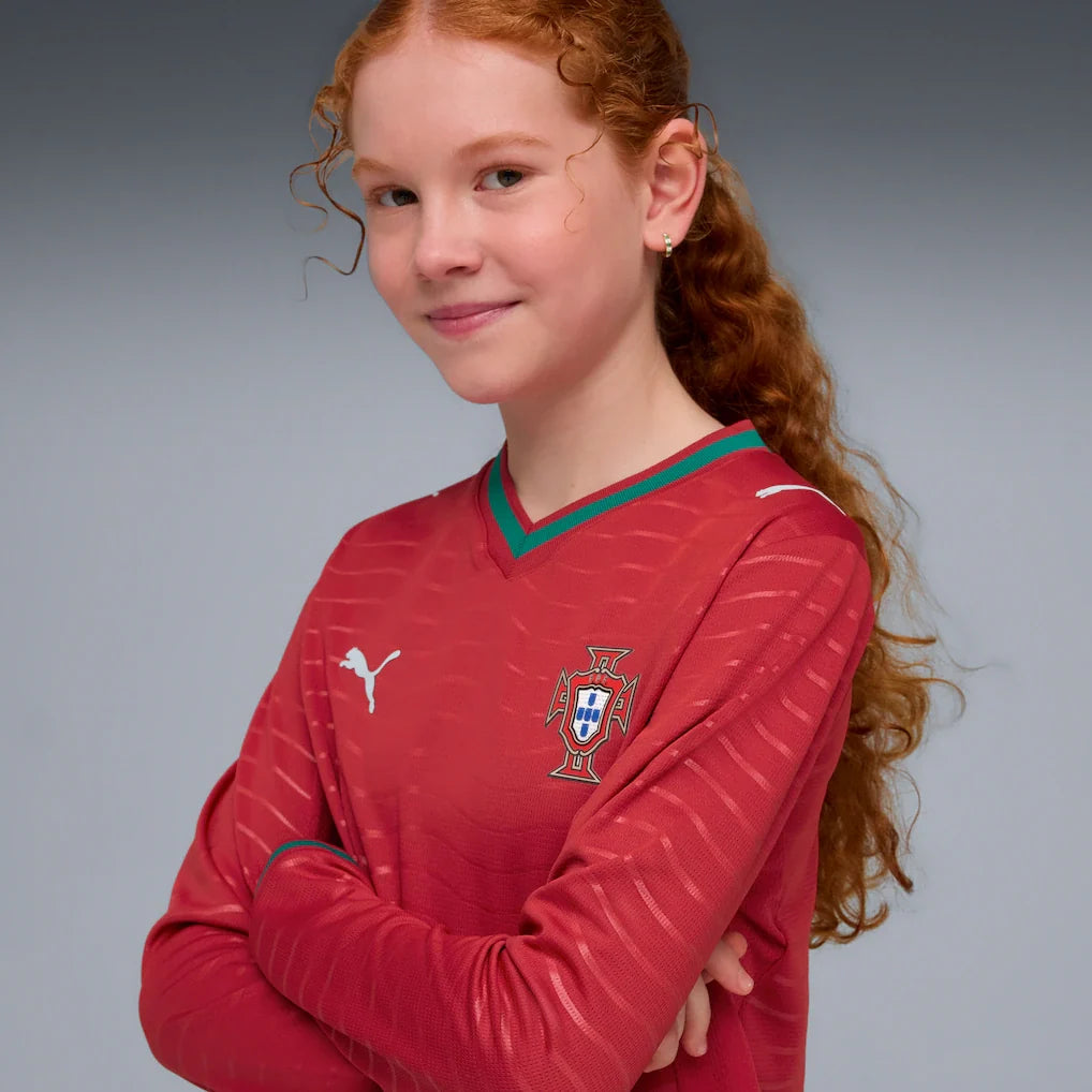 Portugal National Team Puma Youth 2026 Home Replica Long Sleeve Jersey - Red