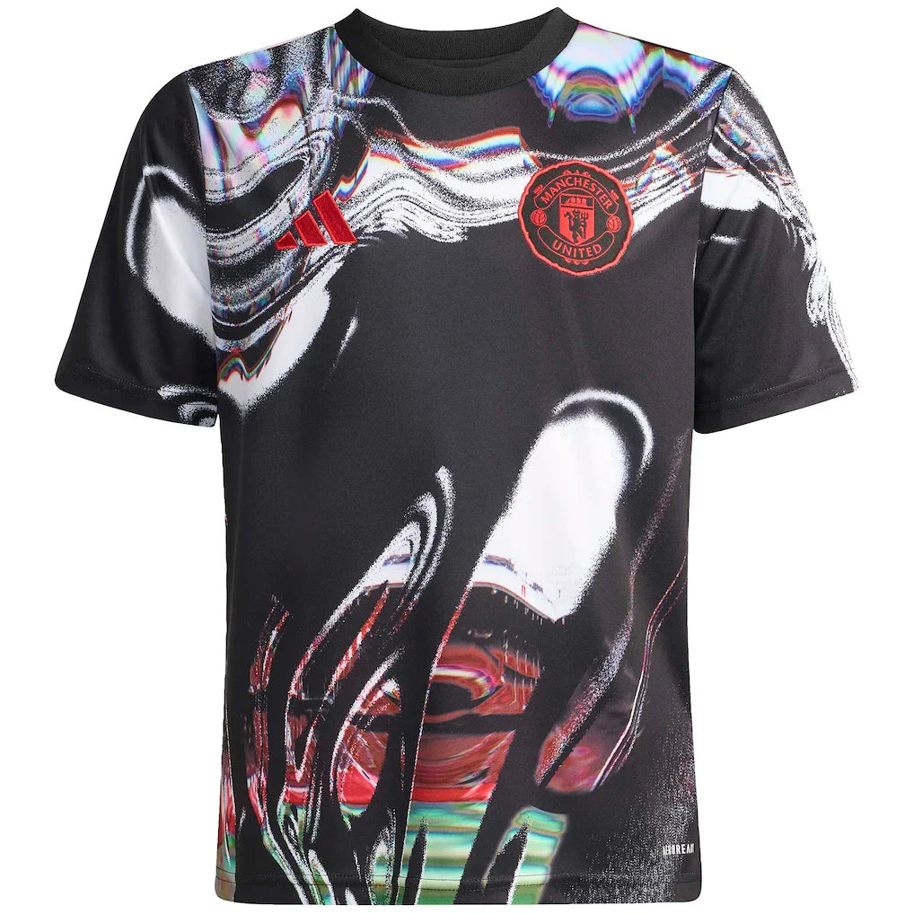 Manchester United adidas Youth 2025/26 Pre-Match Training Jersey - Black