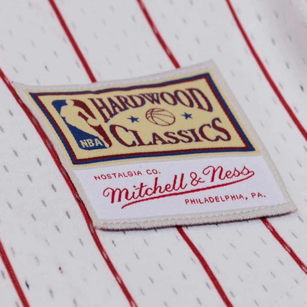 Chicago Bulls Mitchell & Ness Head Coach Pinstripe Mesh Full-Button Baseball Jersey - White