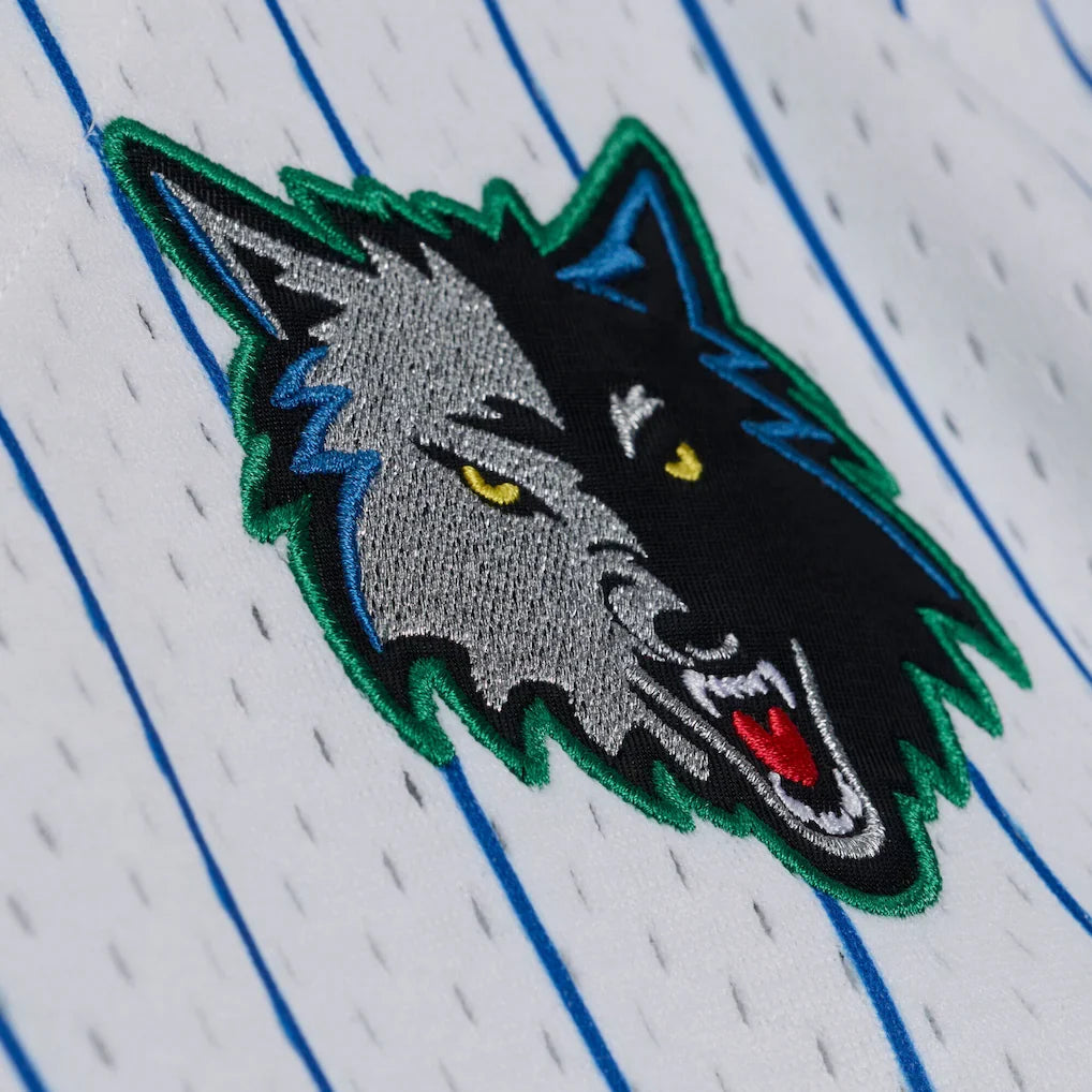 Minnesota Timberwolves Mitchell & Ness Head Coach Pinstripe Mesh Full-Button Baseball Jersey - White