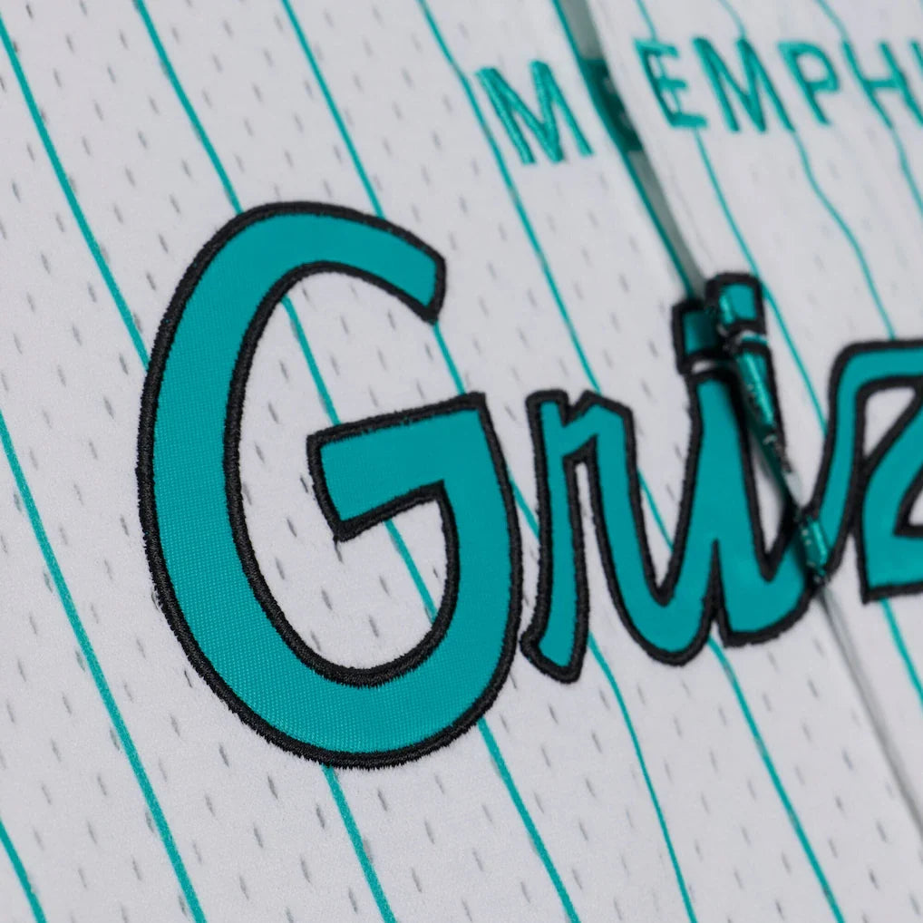 Memphis Grizzlies Mitchell & Ness Head Coach Pinstripe Mesh Full-Button Baseball Jersey - White