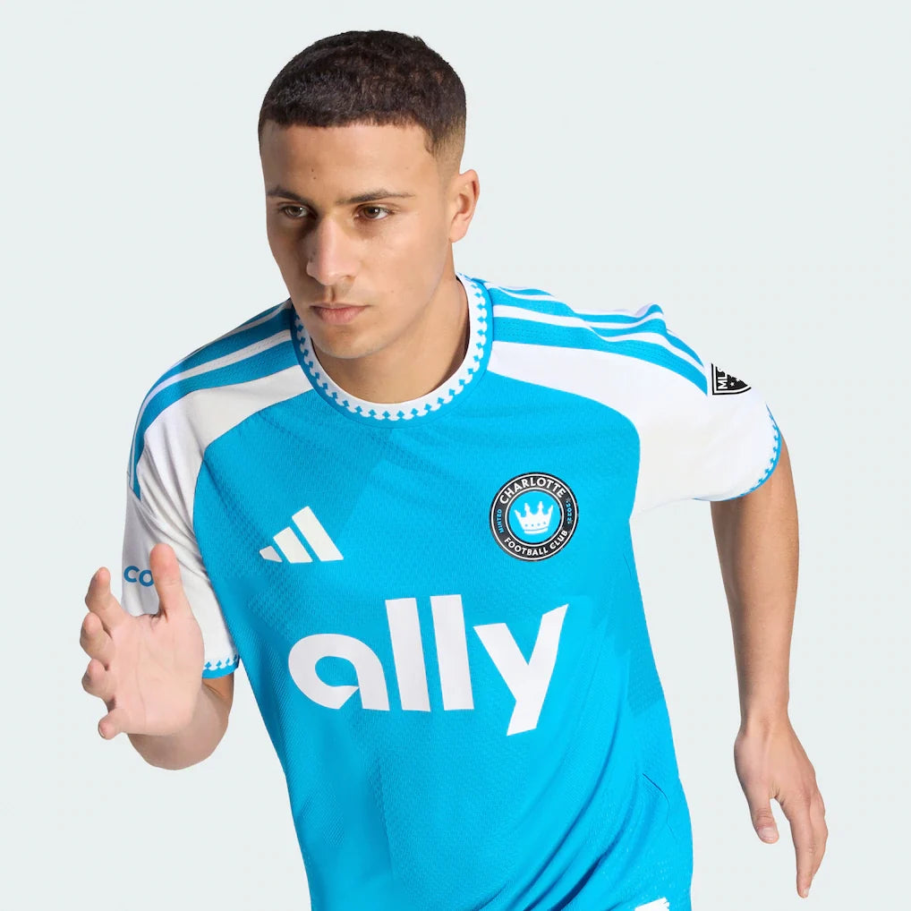Charlotte FC adidas 2026 Carolina Kit: Crowns Up On-Field Authentic Patch Jersey - Blue