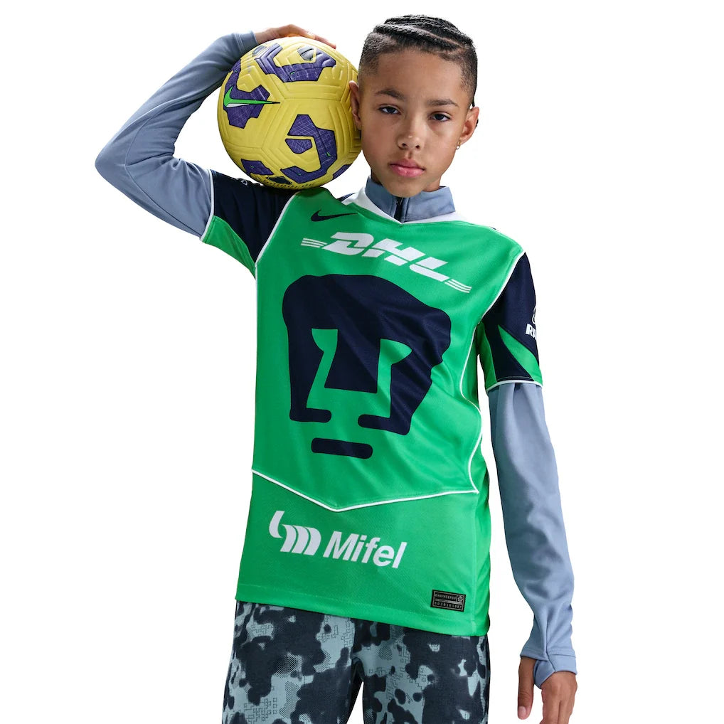 Pumas Nike Youth 2025/26 Third Replica Jersey - Green