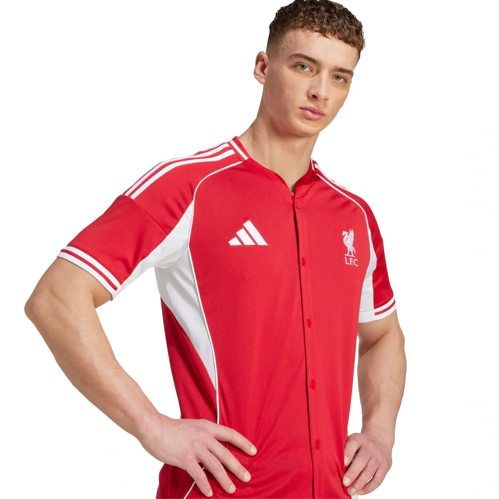 Liverpool adidas Full-Button Baseball Jersey - Red