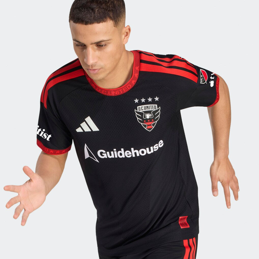 D.C. United adidas  2026 Black-and-Red Kit On-Field Authentic Patch Jersey - Black